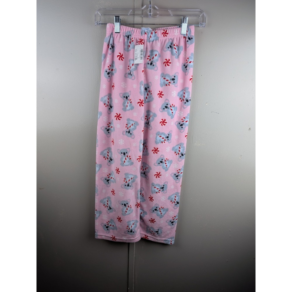 The Children's Place Girls Pink Fleece Koala Candy Cane Pajama Pants Size M 7/8